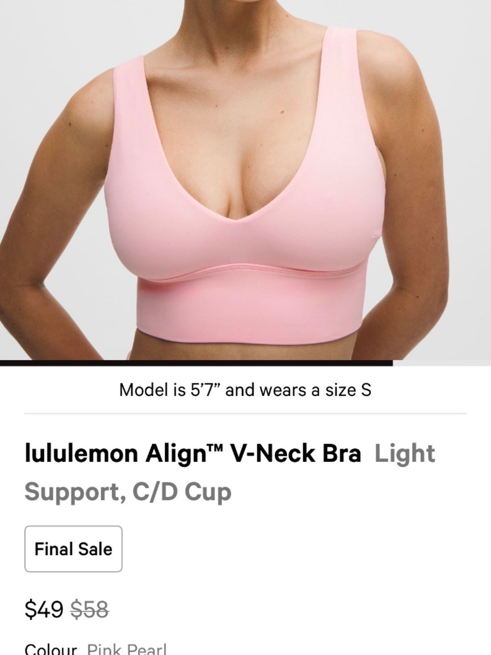 Lululemon Align V-neck Bra C/D size 8